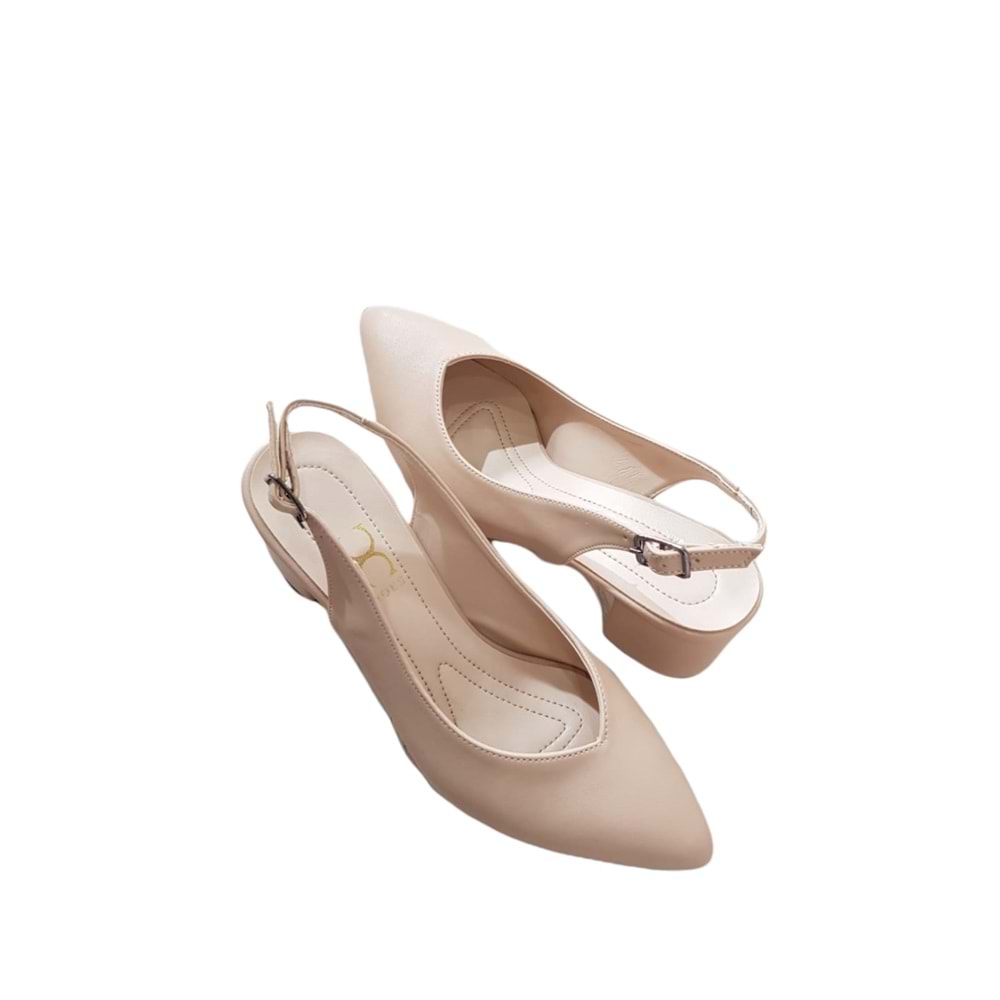 Oc Burnu Kapalı Arkası Açık Kalın Topuklu Ayakkabı Ckr00209 - 40