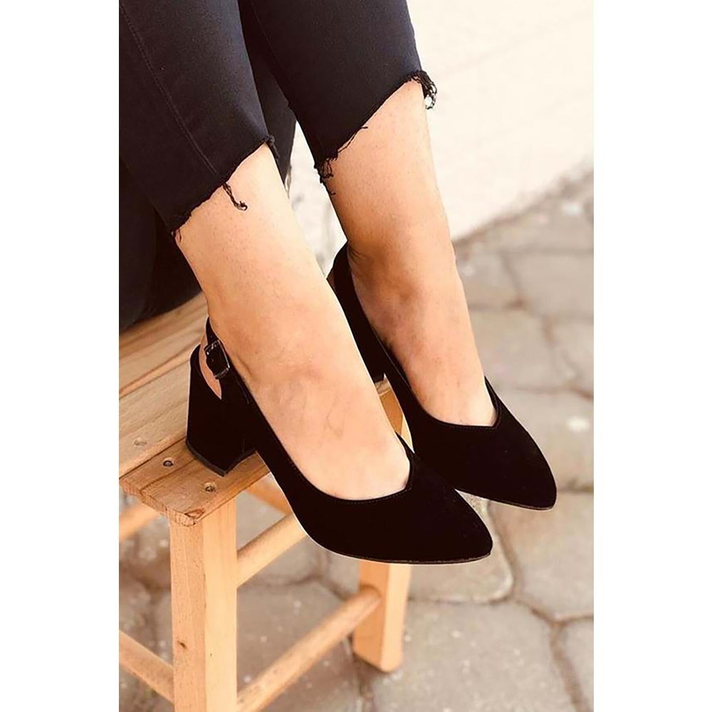 Oc Burnu Kapalı Arkası Açık Kalın Topuklu Ayakkabı Ckr00209 - 37