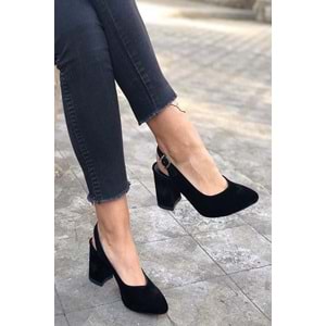 Oc Burnu Kapalı Arkası Açık Kalın Topuklu Ayakkabı Ckr00209 - 37