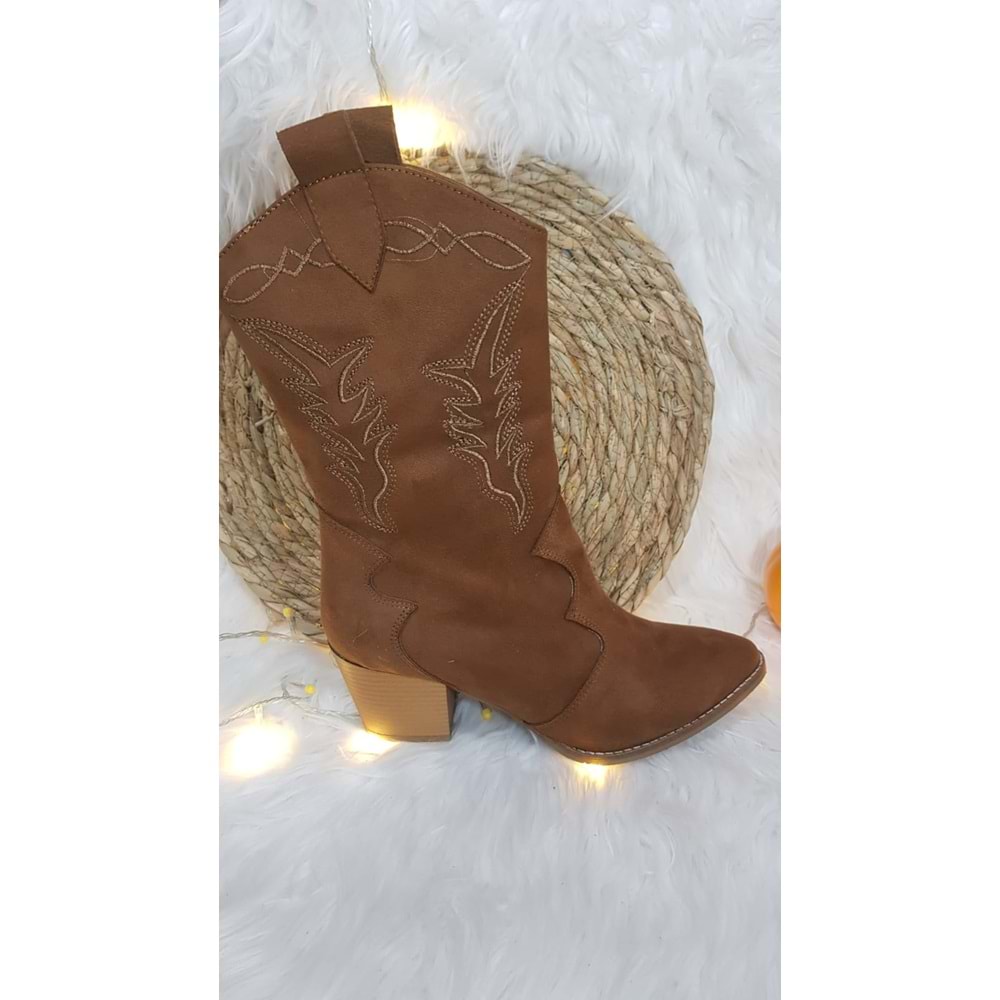 Oc Kadın Kovboy Çizme Nubuk Ckr00381 - 37