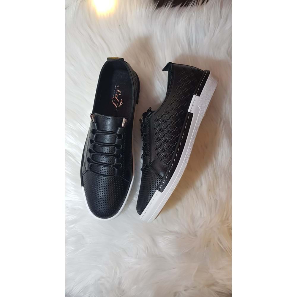 Sedef Hakiki Deri Ortopedik Likra Bağcıklı Kadın Ayakkabı Ckr00500 - 39